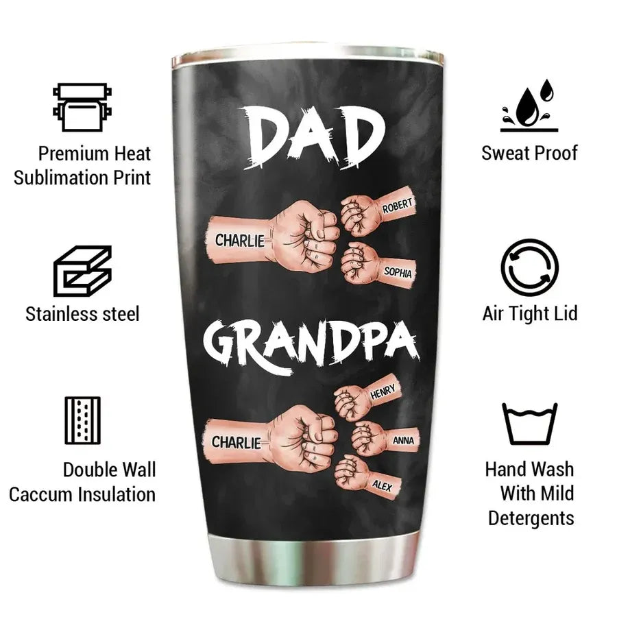 Dad and Grandpa Personalized Fist-Bump Travel Tumbler