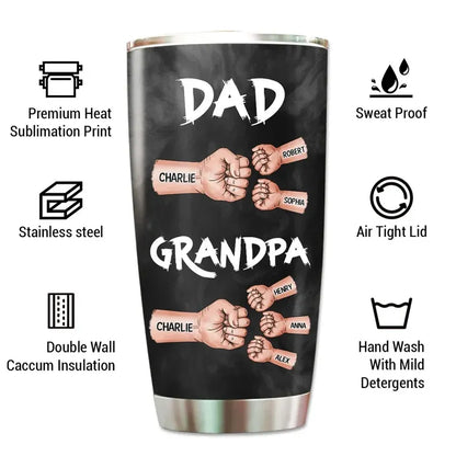 Dad and Grandpa Personalized Fist-Bump Travel Tumbler