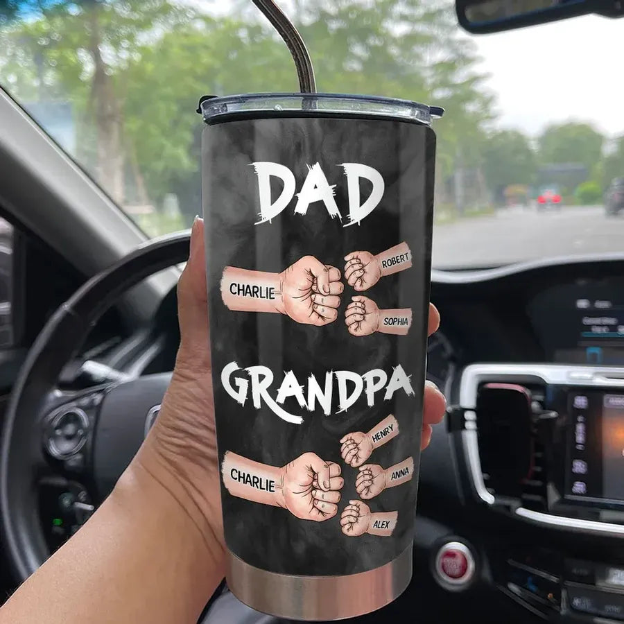 Dad and Grandpa Personalized Fist-Bump Travel Tumbler