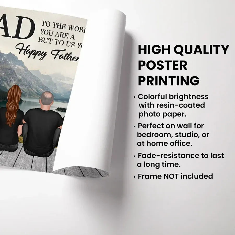 Dad You Are the World Personalized Mountain Poster