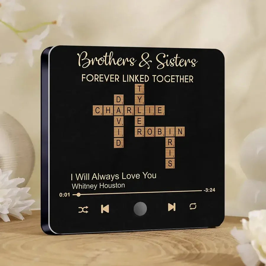 Brothers and Sisters Crossword Names Acrylic Music Magnet
