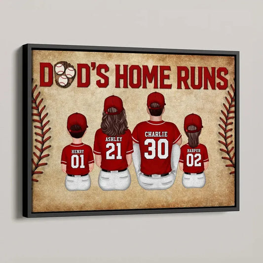 Dad’s Home Runs Personalized Baseball Family Poster