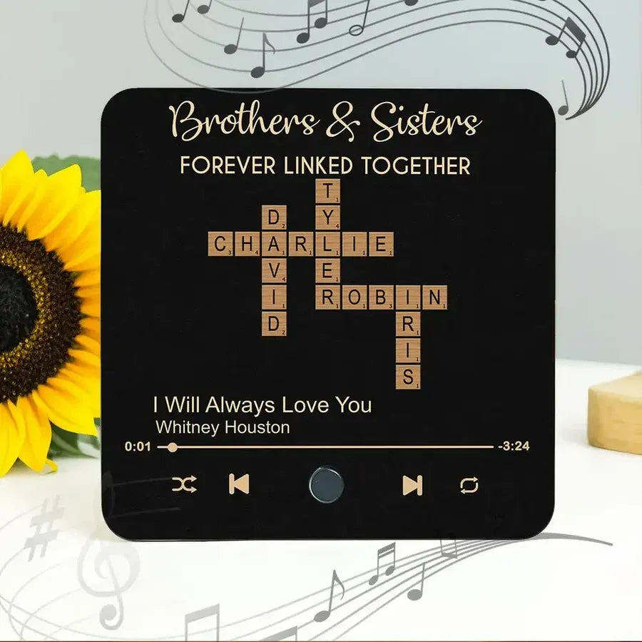 Brothers and Sisters Crossword Names Acrylic Music Magnet