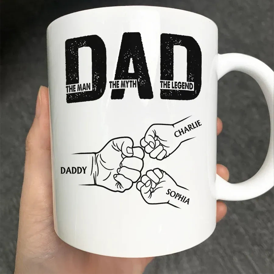 Dad The Man The Myth The Legend Personalized Fist-Bump Mug