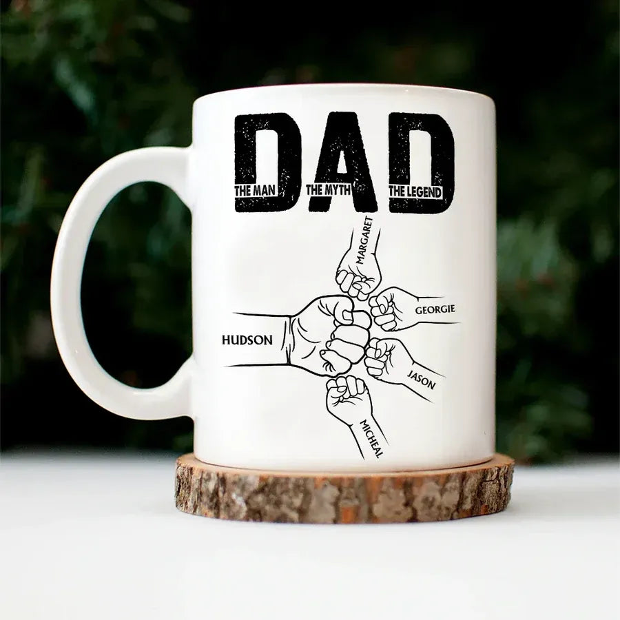 Dad The Man The Myth The Legend Personalized Fist-Bump Mug
