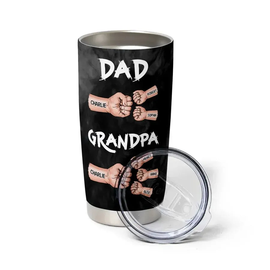 Dad and Grandpa Personalized Fist-Bump Travel Tumbler